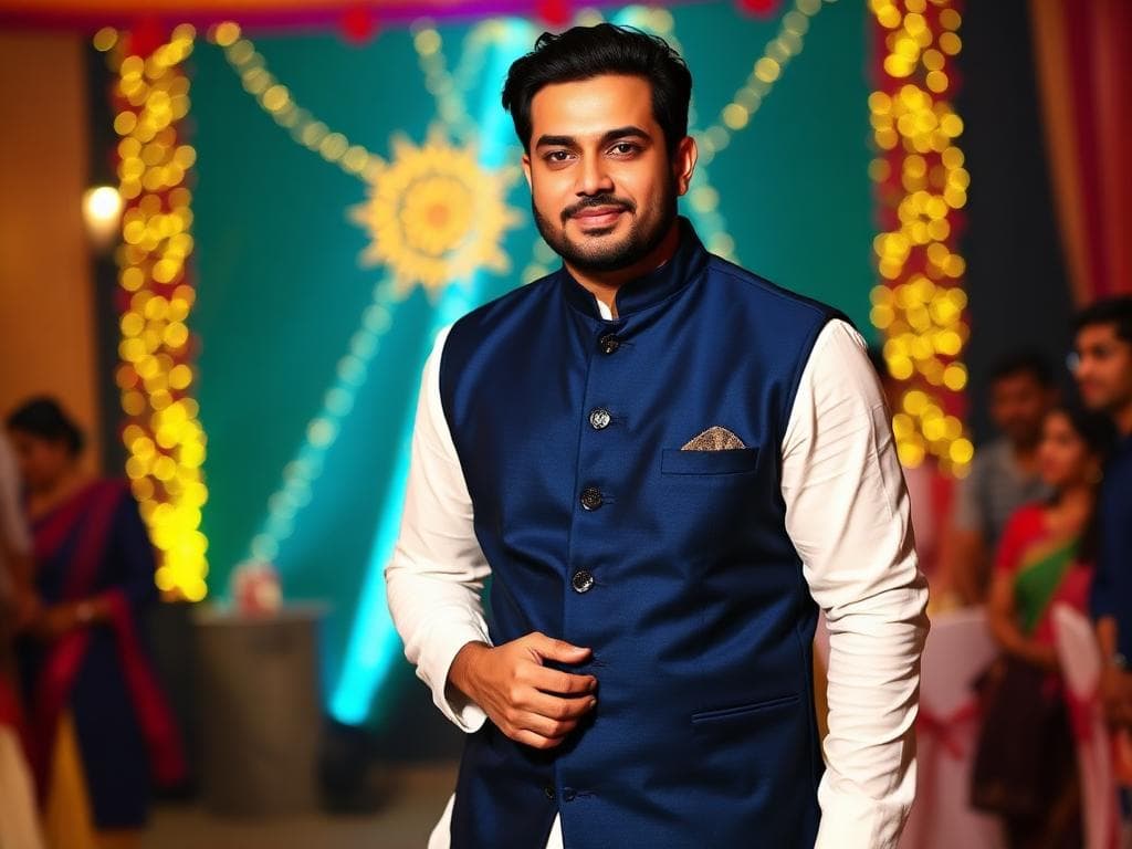 Men's ethnic wear styling Nehru jacket over white kurta