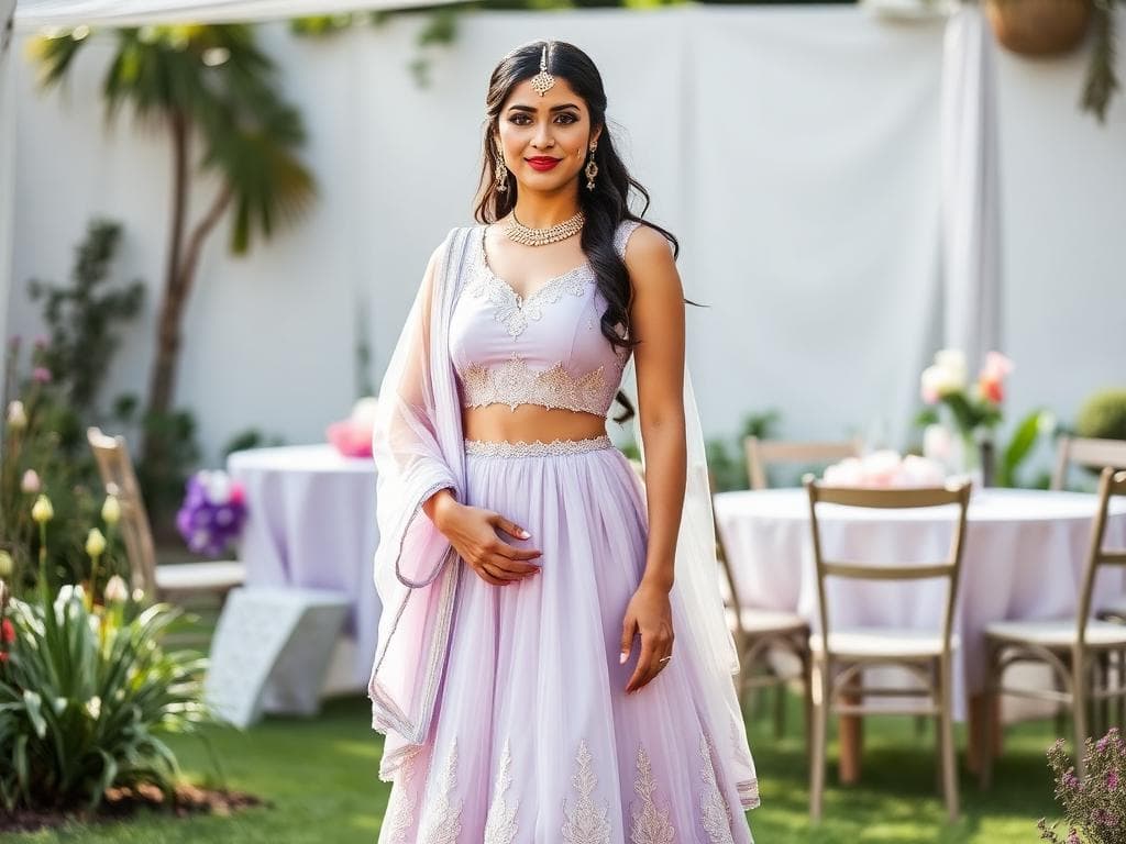 Contemporary ethnic wear styling pastel lehenga