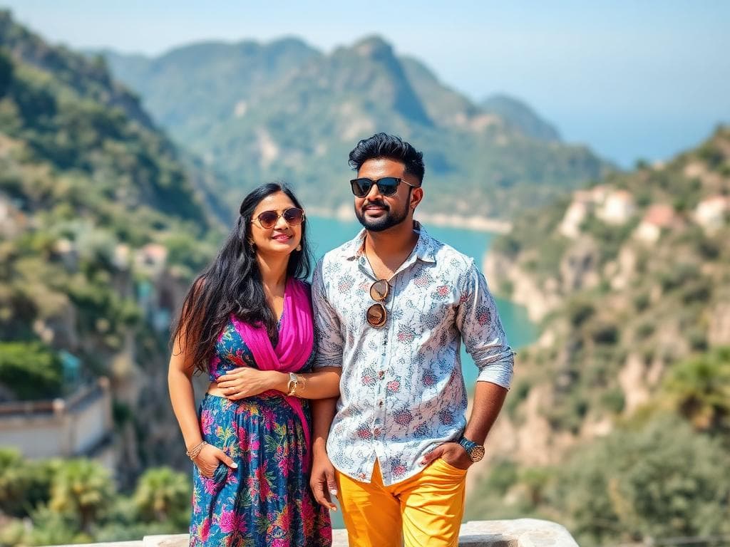 Vacation styling service stylish couple in destination-ready outfits