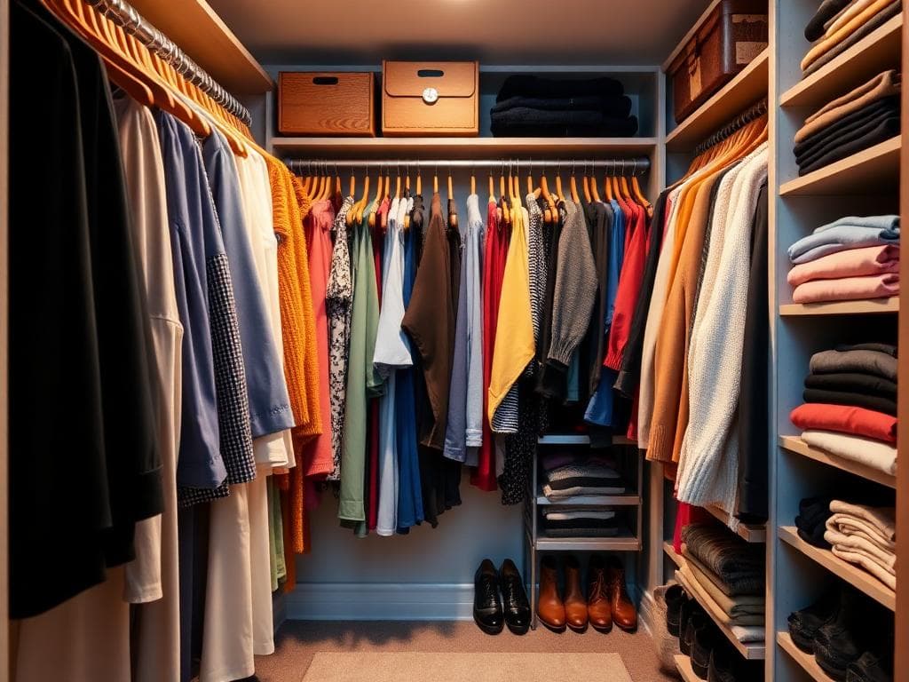 Color-coded closet after online wardrobe audit service